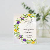 Floral Wreath Save the Date Postkarte (Stehend Vorderseite)