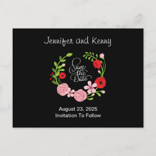 Floral Wreath Save the Date Postkarte