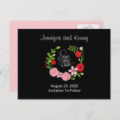 Floral Wreath Save the Date Postkarte (Vorne/Hinten)