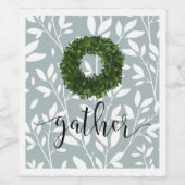 Floral Wreath Script Gather Chic Stilvolle Trendy Weinetikett (Einzelnes Label)