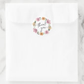 Floral Wreath Script Vielen Dank Runder Aufkleber (Tasche)