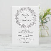 Floral Wreath | Sketch Peony Wedding Celebration Einladung (Stehend Vorderseite)
