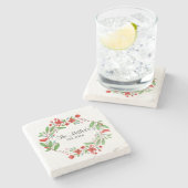 Floral Wreath Steinuntersetzer (Seitenansicht)