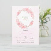 Floral Wreath Sweet 14. Girl Birthday Party Invit Einladung (Stehend Vorderseite)