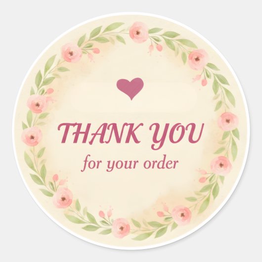 Floral Wreath Thank You Business Sticker (Vorderseite)