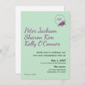 Floral Wreath Triad Wedding Invitation Einladung (Vorne/Hinten)