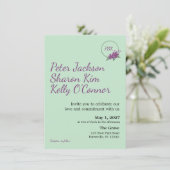 Floral Wreath Triad Wedding Invitation Einladung (Stehend Vorderseite)