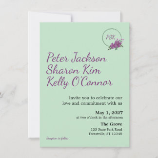 Floral Wreath Triad Wedding Invitation Einladung