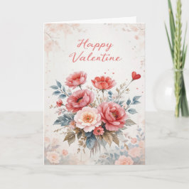 Floral Wreath Valentine Elegant Happy Valentines  Karte