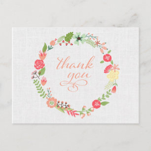 Floral Wreath Vielen Dank Postcard Postkarte