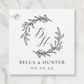 Floral Wreath Wedding Initial Monogram Geschenkanhänger (Vorderseite)