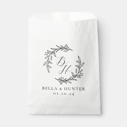 Floral Wreath Wedding Initial Monogram Geschenktütchen (Vorderseite)