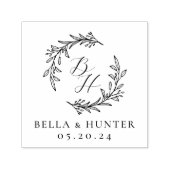 Floral Wreath Wedding Initial Monogram Permastempel (Design)