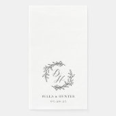 Floral Wreath Wedding Initial Monogram Serviette (Vorderseite)