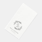 Floral Wreath Wedding Initial Monogram Serviette (Ecke)
