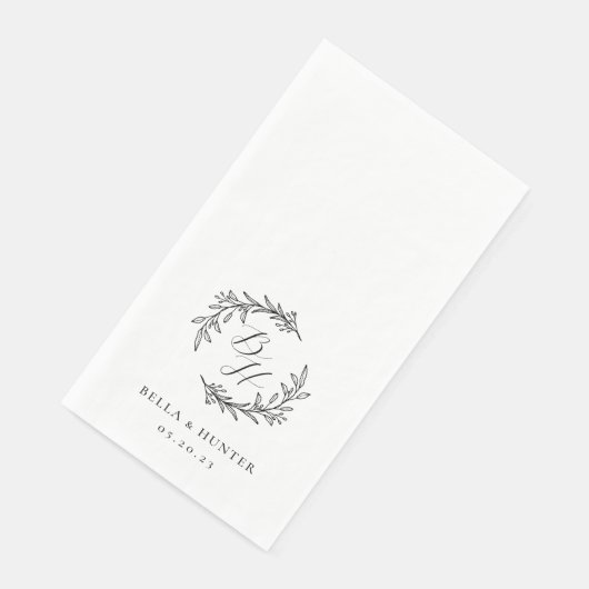 Floral Wreath Wedding Initial Monogram Serviette (Ecke)