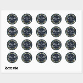 Floral Wreath Wedding Monogram Navy Sticker (Blatt)