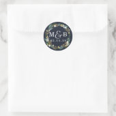 Floral Wreath Wedding Monogram Navy Sticker (Tasche)