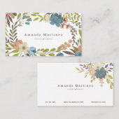 Floral Wreath White Business Card Visitenkarte (Vorne/Hinten)