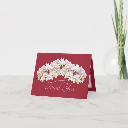 Floral Wreath White Orchids Chic Floral Thank You Karte (Vorderseite)