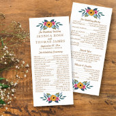 Floral Wreath White Wedding Program Werbekarte