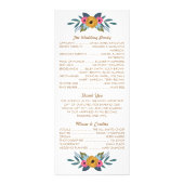 Floral Wreath White Wedding Program Werbekarte (Hinten)