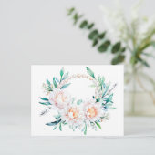 Floral Wreath with Peonies Elegant Valentine’s Day Postkarte (Stehend Vorderseite)