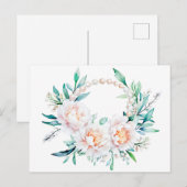 Floral Wreath with Peonies Elegant Valentine’s Day Postkarte (Vorne/Hinten)
