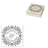 Floral Wreath Wooden Couple's Name Stamp Gummistempel (Stempel)