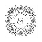 Floral Wreath Wooden Couple's Name Stamp Gummistempel (Prägung)
