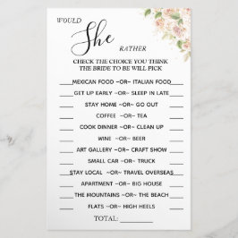 Floral würde sie lieber duschen Spielkarte Flyer