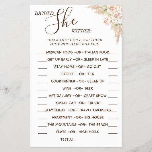 Floral würde sie lieber duschen Spielkarte Flyer (Vorne)