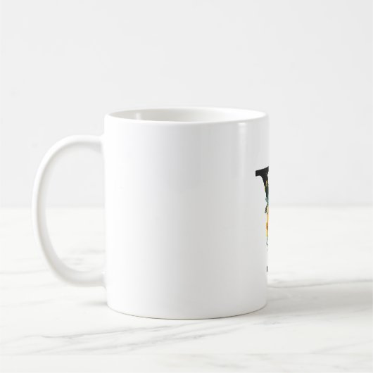 Floral-Y-Monogramm-Tasse mit bearbeitbarem Namen Kaffeetasse (Links)