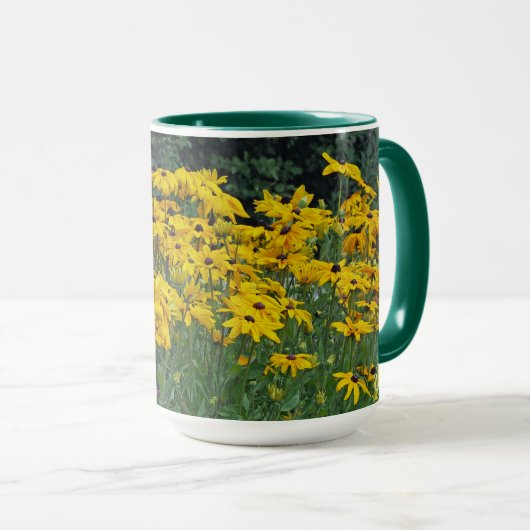 Floral Yellow Daisies Garden Foto Tasse (VorderseiteRechts)