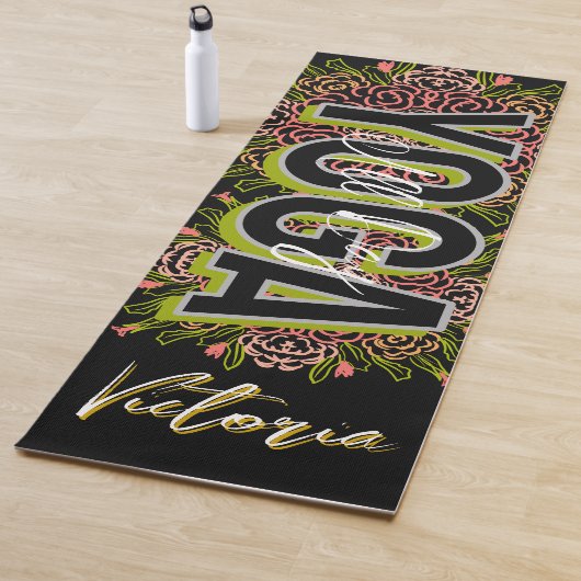 Floral Yellow Hand Drawn Name Yoga Mat Yogamatte (Beispiel)