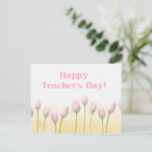 Floral Yellow Happy Teachers Day Postkarte (Stehend Vorderseite)