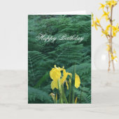 Floral Yellow Iris and Fern "Happy Birthday" Karte (Gelbe Blume)
