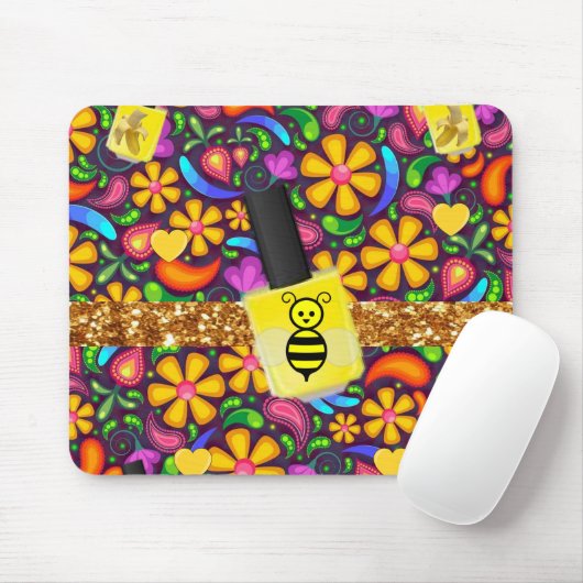 Floral Yellow Nail Polish Mouse Pad! Mouse Pad Mousepad (Mit Mouse)
