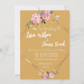 Floral yellow Rustic Wedding  Einladung (Vorderseite)