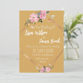 Floral yellow Rustic Wedding Einladung