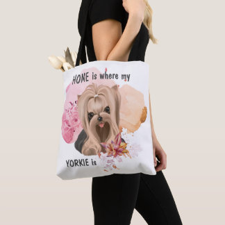 Floral Yorkie ist Zuhause Tasche