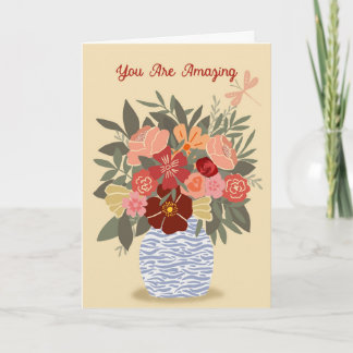 Floral "You Are Amazing" Folded Card - blank insid Karte