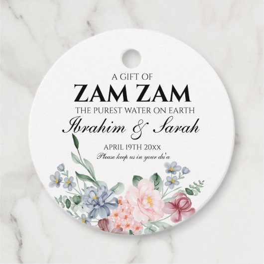 Floral zamzam water nikah muslim wedding geschenkanhänger (Vorderseite)