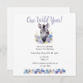 Floral Zebra Birthday Einladung (Vorne/Hinten)