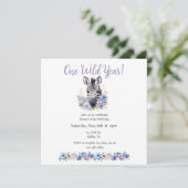 Floral Zebra Birthday Einladung (Stehend Vorderseite)