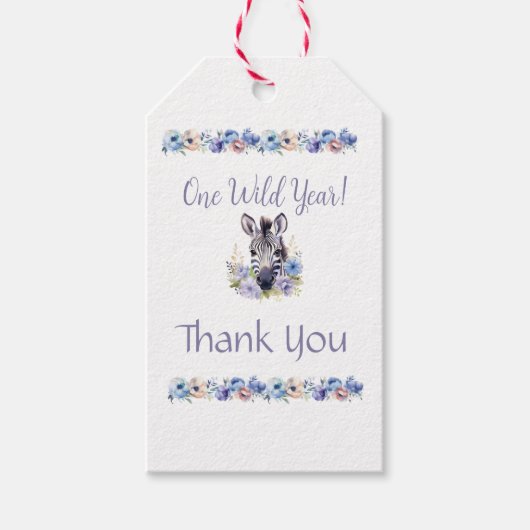 Floral Zebra Birthday Geschenkanhänger (Vorderseite)