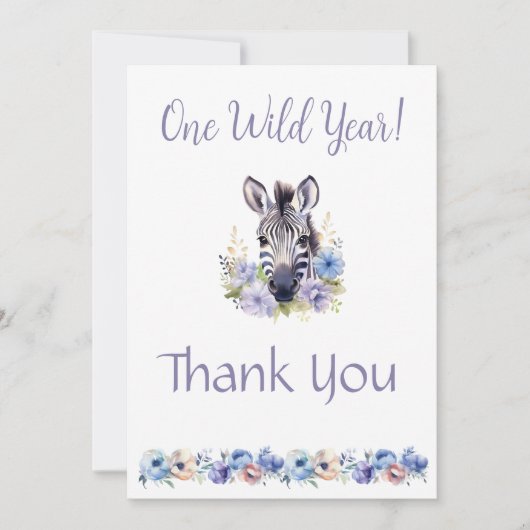 Floral Zebra Geburtstag Danke Karte (Vorderseite)