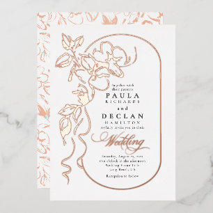 Floral Zeichnend Elegant Boho Wedding Rose Gold Folieneinladung