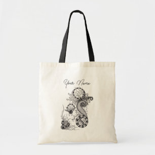 Floral Zen Art schwarz-weiß -   Tragetasche