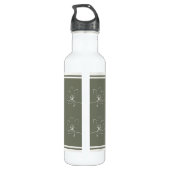 Floral Zen Athletic Stripes Ivory Sage Green Edelstahlflasche (Rückseite)